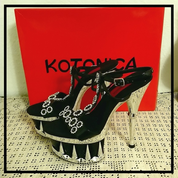 Kotonica BELLA Black Crystal Embellished Stilettos - Picture 2 of 7